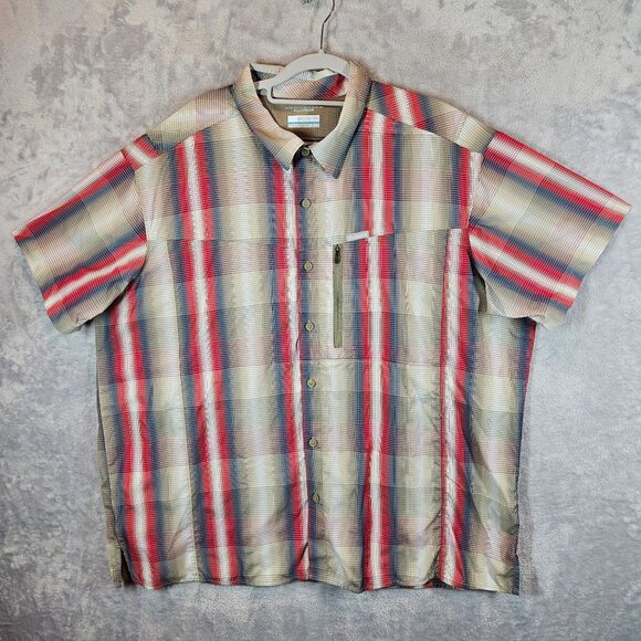 Columbia Mens XXL Omni-Shade Plaid Short Sleeve Button-Up Shirt vented - Picture 1 of 12